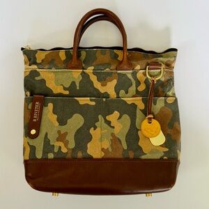 R.Riveter - Carry All Canvas Tote w/ Leather Trim - Camo Print